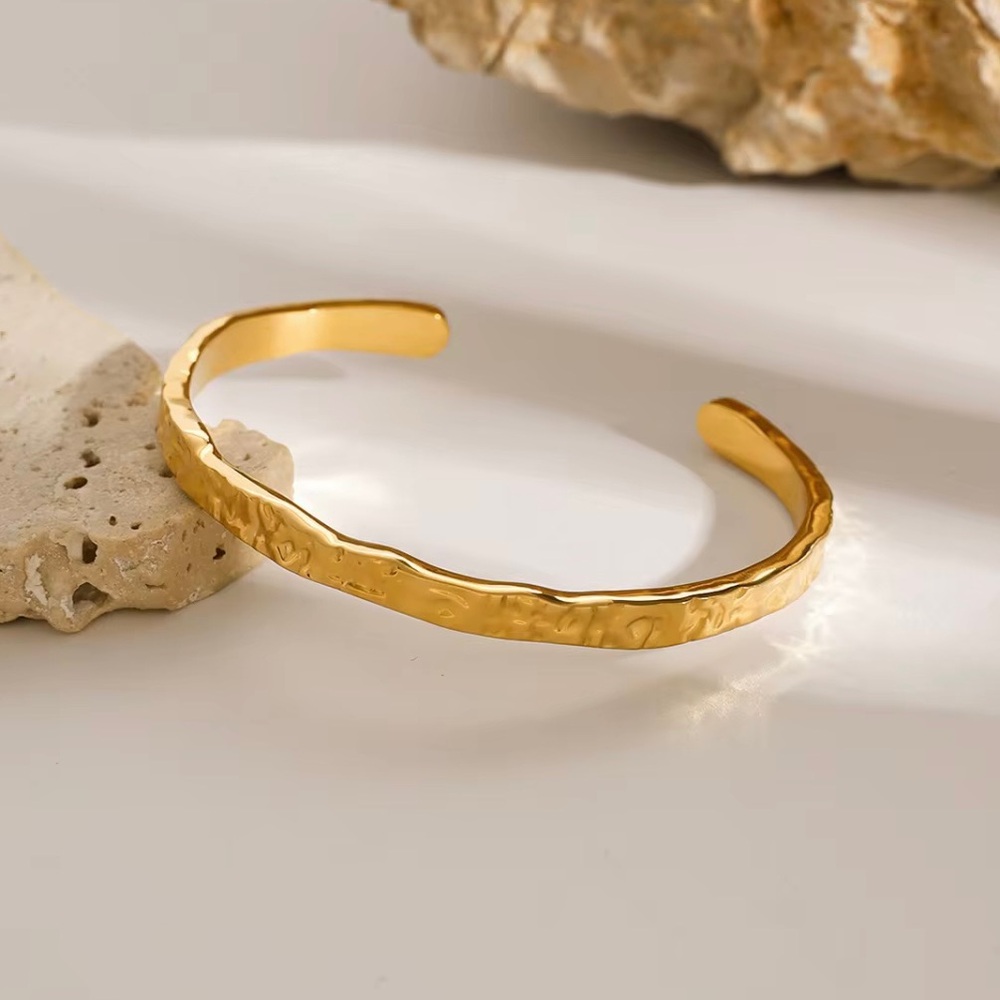 Hammered Open Bangle Cuff Bracelet - image 2
